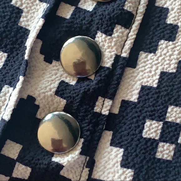 41 Hawthorne Blue White Geometric Print Short Sleeve Blouse Women's Small - Picture 5 of 7